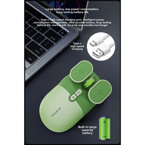 USB Rechargeable AI Wireless Mouse Silent 2.4G/ Mouse AI Voice Control for Computer/Office Green 2