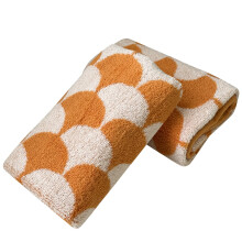 Cotton Hand Towels Set of 2 Soft Absorbent with Orange Leaf Pattern for Bathroom Spa Gym