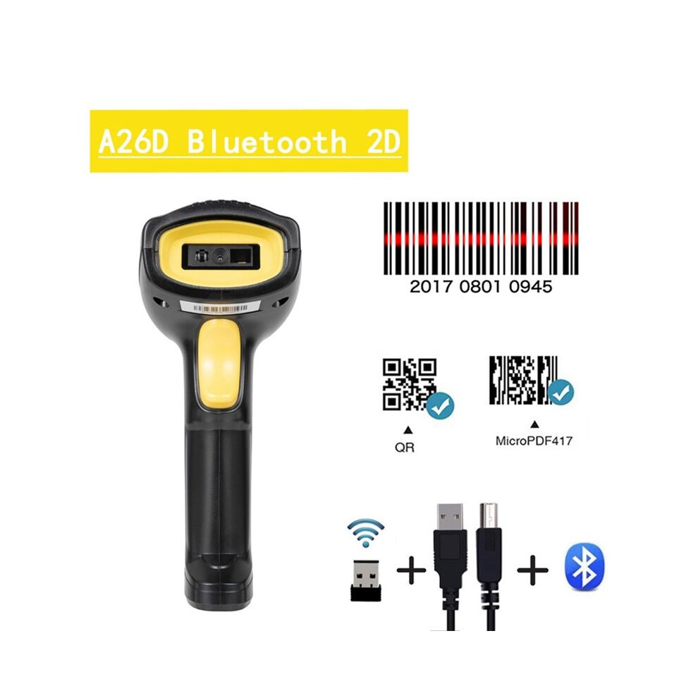 2X Handheld Wireless 1D 2D Scanner Barcode Scanne Wireless 1D 2D Qr Code Reader For Supermarket 4714007187560