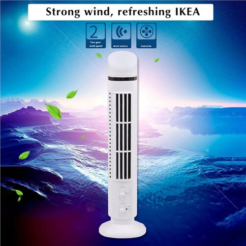 2X Portable Air Cooler Fan,Streamlined Tower Fan with LED,Powerful Wind, Bladeless Design, USB Interface White 2