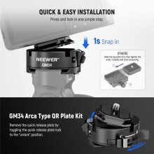 NEEWER GM34 Snelkoppelingsplaat Kit Anti Twist Auto Lock QR Adapter Klem Basis voor Arca Swiss voor Ronin 4 Pro Camera Clip