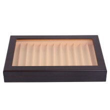 12 Grid Wooden Pen Display Case Storage Luxury Fountain Case Transparent Window Pen Box-Collection Organizer Ebony