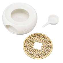 Porcelain Teapot Warmer with Candle Holder, 15cm Round Frame