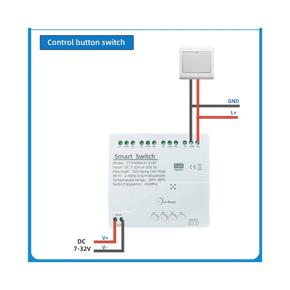 2X Tuya Wifi 4 Channel Relay With Temperature Humidity Sensor Passive Dry Contact Rf433 For Alexa Alice(B) 4713204614091