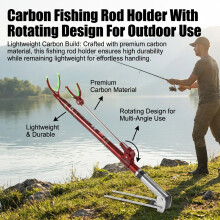 (1.7m Red) Rotating Carbon Fishing Rod Holder - Portable Outdoor Rest