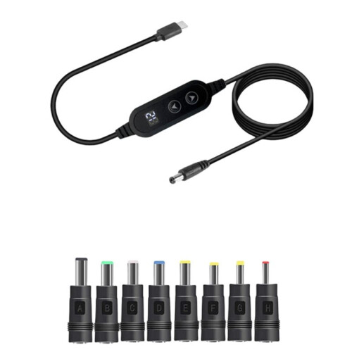 2X USB C to  Power Boost Cable Type C to  PD 65W Fast Charging Adjustable 5V/9V/12V/15V/20V Boost Converter Cable 2