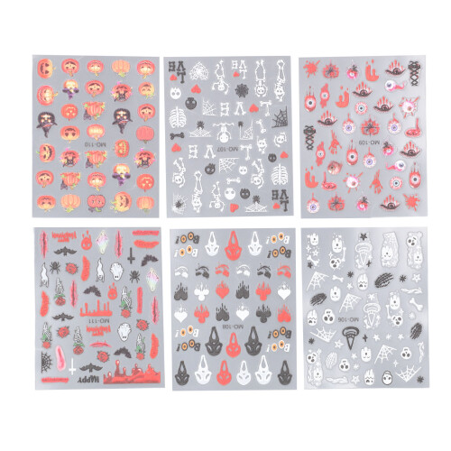 6pcs 3D Nail Embossed Sticker Pumpkin Halloween 1