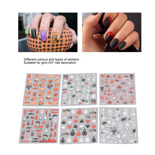 6pcs 3D Nail Embossed Sticker Pumpkin Halloween 2