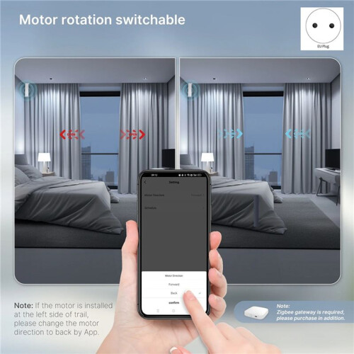 2X Tuya Zigbee  Curtain Motor Electric Curtains Opener Super Silent Remote Control for Alexa EU Plug 1