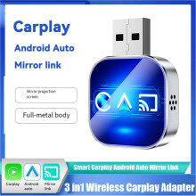 2X 3-in-1 Wireless Carplay Mirror Link Carplay Android Auto USB Dongle Adapter AI Box Wired Carplay to Wireless B