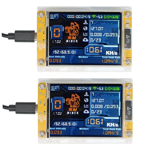 4 Peças 1060KH/S NMMiner NerdMiner Atualizado Harshrate 2,8 Polegadas  Display Bitcoin Crypto Solo Lottery Miner NerdMiner 1