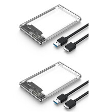 2X Transparent White HDD Case for Hard Box 2.5 Inch HDD Enclosure to USB 3.0 Type-C 3.1 External Hard Drive Case