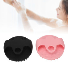 Silicone Bath Scrubber Round Shower Brush Black Pink Gentle Skin Care Tool