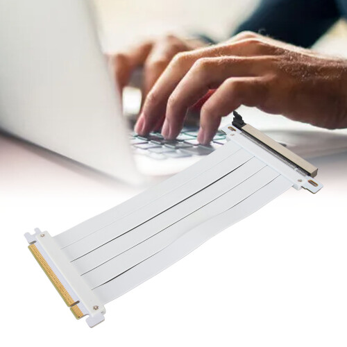 PCIe 4.0 X16 Riser Cable 20cm High Shielding Flexible Extension White