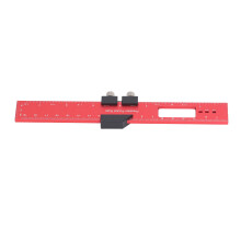 Holzarbeits-Messlineal 30 cm aus Aluminiumlegierung, rutschfest, Taschenmodell mit Stopper in Rot