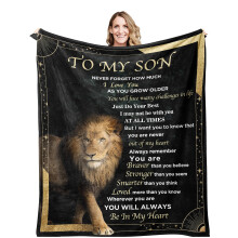 Son Blanket from Mom, Large 80x60 Black Fleece Throw, Birthday Gift for 18 Year Old