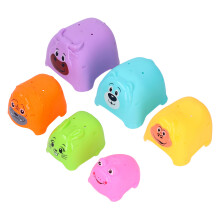 6 Pcs Baby Stacking Cups Toy – Cute Animal Design, Plastic, Educational