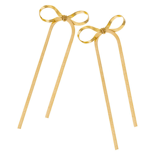 1Paar Gold Schleifen Dangle Ohrringe Kupfer Statement Schmuck 2
