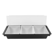 Kitchen Seasoning Box with Cover, 3 Grids, Black, 16x49.5x9cm