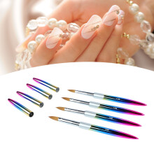 4pcs Nail Art Brush Set Aluminum Tube Ergonomic Handle Flexible Soft Hair