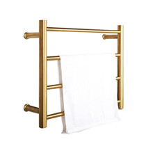 Gold Wall Mounted Heated Towel Rack Electric Plugin Bathroom Warmer with 4 Bars Stainless Steel