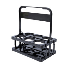 Foldable Plastic Cup Holder with Handle, Portable Drink Carrier for Large Cups, Reusable Black Finish