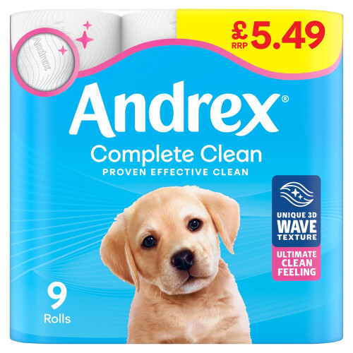 Andrex Complete clean Toilet Tissue 9 Roll (Pack of 4) 1