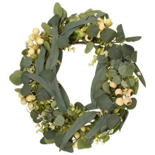20 Inch Wreaths for Front Door, Green Eucalyptus Wreath for Spring Wreaths for Front Door, Wreath with Wildflowers
