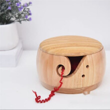 Wooden Yarn Bowl,Yarn Bowls with Lid for Knitting Crochet Yarn Holder Handmade Yarn Storage Bowl,Light Wood