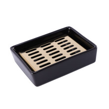 Ceramic Double Soap Holder with Drain for Bathroom and Kitchen, Dual Compartment Keeps Soap Dry