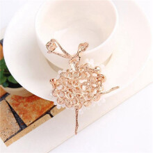 2X Luxury Crystal Brooch Ballerinas Dancer Breastpin Colorful Flower Alloy Plated Women Girls Gift