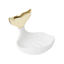 White Ceramic Soap Dish Bathroom Holder with Drainage Keeps Counters Tidy Minimalist Design