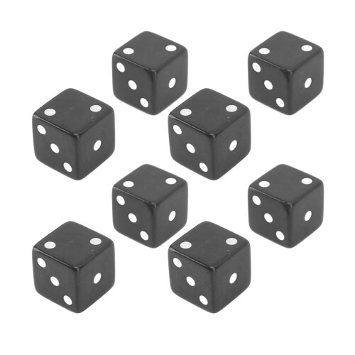 8pcs Black 6-Sided Plastic Dice Set for Board Games and Classroom Activities 1