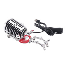 2X Retro Style Vintage Microphone Robot Desk Lamp, Vintage Microphone Robot Touch Dimmer Lamp Table Lamp Red