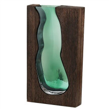Pastoral Style Vase Wooden Tray Single Flower Hydroponic Green Plant Flowers Desktop Living Room Coffee Table Decoration