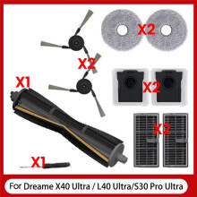 10PCS for  X40 Ultra / L40 Ultra / S30 Pro Ultra Vacuum Cleaner Parts Main Side Brush Filter Mop Cloth Dust Bag