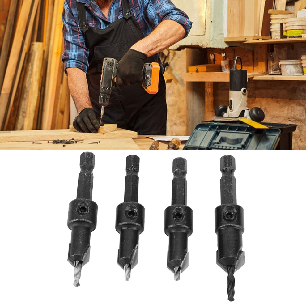 Precision Countersunk Drills 4Pcs Hex Shank - Cemented Carbide For Screws 8751388941363