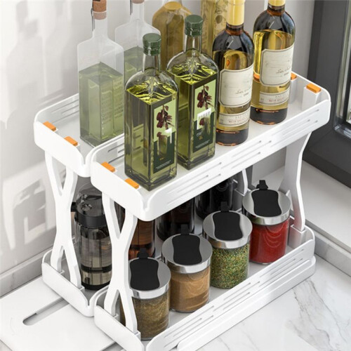 Pull-Out Rotating Storage Rack Kitchen Spice Rack Seasoning Bottle Cosmetic Storage Rack 2