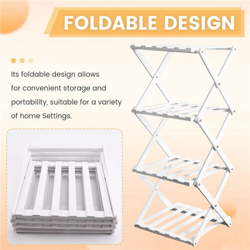 Bamboo Shoe Rack for Entryway - Foldable, Narrow Organizer for Small Spaces, White, 1