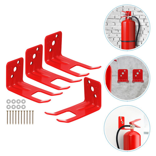 1Set Fire Extinguisher Wall Mount Red Iron Bracket for Daily Use 2