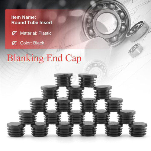 120 Pcs Black Plastic 25mm Dia Blanking End Caps Round Tube Insert