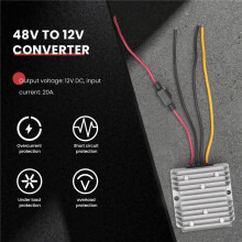 36V/48V to 12V 20A Converter Voltage  Regulator Reducer Step Down Buck Transformer Converter Power with Fuse