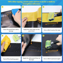 Cinta de Unión para Revestimiento de Estanque, Impermeable, con 2 Esponjas y Rodillos, Autoadhesiva para Techos de Estanques.
