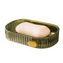 No Drilling Wall Mounted Soap Dish with Quick Drainage, Creative Bathroom Soap Holder Green