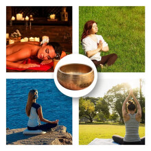 Tibetische Handgefertigte Messing-Klangschale, Yoga-Meditationsschale für Klangheilung, Stressabbau, Yoga, Meditation mit Dichtung