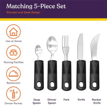 Adaptive Utensil Non-Weighted, Non-Slip Handles for Hand Tremors, Arthritis, Parkinson'S or Elderly Use 5pack