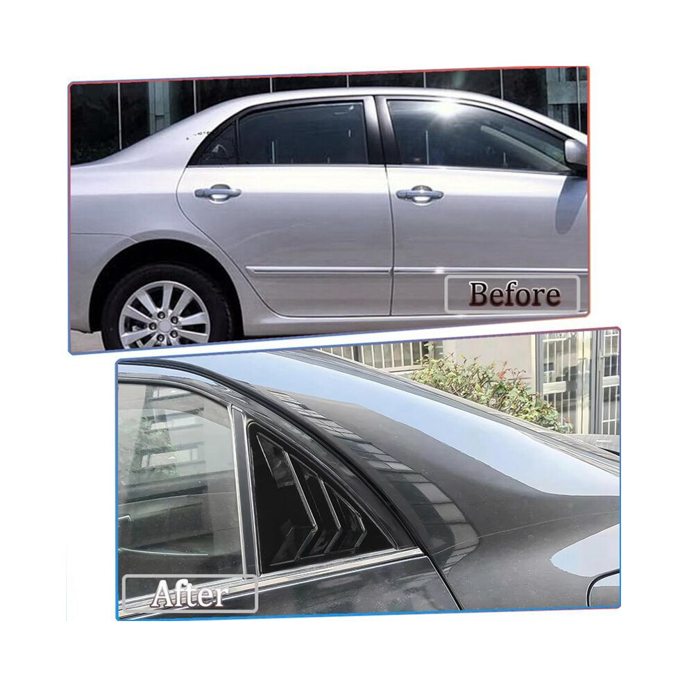 For 2009-2013 Car Rear Louver Window Side Shutter Cover Trim Sticker Vent Scoop Accessories Bright Black 6033705696050