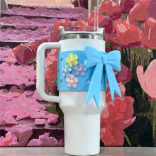 För 40 Oz Travel Cup Bow Cup Cover Silikonkopp Skyddslock Cup Dekorativt Lock Blå