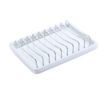 Ceramic Soap Dish with Stainless Steel Removable Drain Tray for Shower and Bathroom