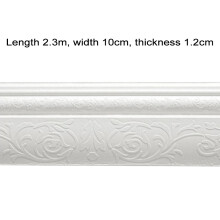 (White) 3D Pattern Adhesive Corner Line Stickers Peel and Stick Trimmable DIY Skirting Waterproof Soft Foam Ceiling Wall Border